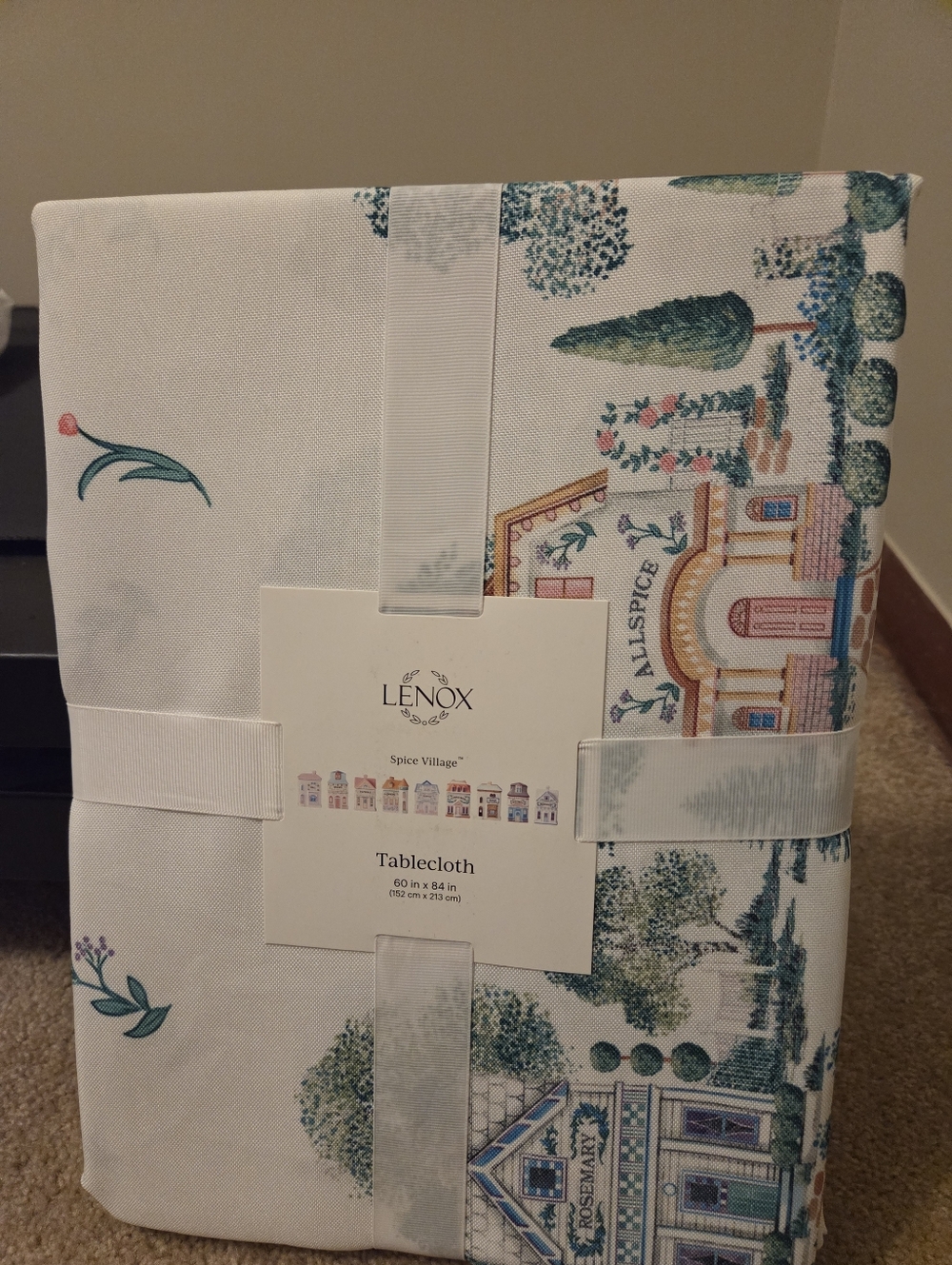 Lenox Spice Village Floral Polyester Tablecloth 60x84in Rectangle